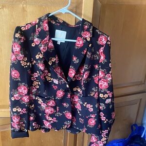 Modcloth Black and Red Floral Blazer